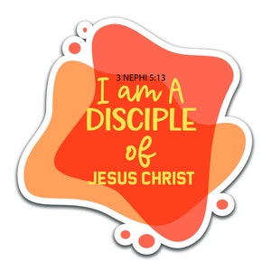 LDS #1 2024 Tema juvenil "Soy un discípulo de Jesucristo" UNA CALCOMANÍA impermeable troquelada vinilo personalizado grueso pegatina duradera recordatorio impactante