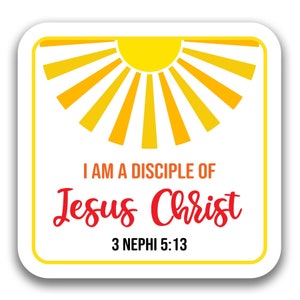 LDS #10 2024 Tema juvenil "Soy un discípulo de Jesucristo" UNA CALCOMANÍA impermeable troquelada vinilo personalizado grueso duradero pegatina recordatorio impactante
