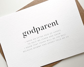 Will You Be My Godparent Card, Godparent Proposal Card, Godparent Poem, Gift For Godparent, Godparent Card, Personalised Godparent Card