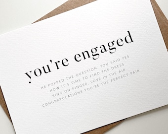 Engagement Card For Couple, Congratulations On Your Engagement Card, You're Engaged, Newly Engaged Card, Engagement Gift, Sister Friend Son