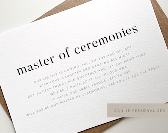 Master Of Ceremonies Proposal Card, Personalised Will You Be Our Master Of Ceremonies, Will You Be Our MC, Wedding Coordinator, Wedding MC