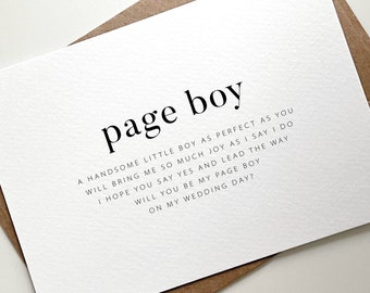Page Boy Proposal Card, Will You Be My Page Boy, Personalised Page Boy Card, Be Our Page Boy, Usher, Ring Bearer, Page Boy Poem