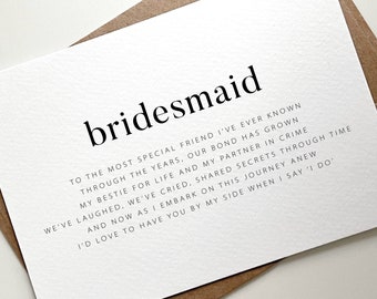 Bridesmaid Proposal Card, Bridesmaid Poem, Will You Be My Bridesmaid, Best Friend Bridesmaid Card, Ask Bridesmaid Card, Chief Bridesmaid