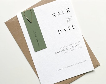 Modern Save The Date Cards, Save The Date Announcement, Elegant Wedding Announcement Card, Save Our Date Wedding Invitations, Sage Green
