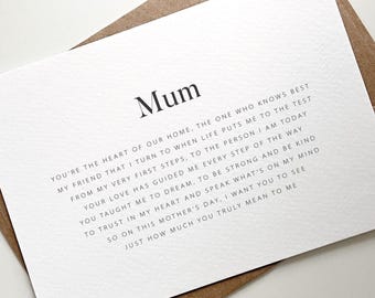 Sentimental Mother's Day Card For Mum - Elegant Minimalist Mum Poem