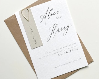 Elegant Save The Date Cards, Save The Date Announcement, Wedding Announcement Cards, Minimalist Save The Date Cards, Neutral Save The Date