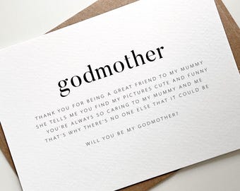 Will You Be My Godmother Card, Godmother Proposal Card, Godmother Poem, Gift For Godmother, Godmother Card, Personalised Godmum Card.