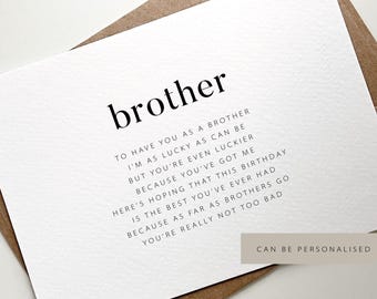 Birthday Card for Brother, Brother Birthday Card, Poem Card For Bro, Personalised Brother Birthday Card, Meaningful Card for His Special Day