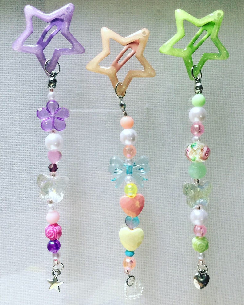 Star Hair Clips / Beaded Star Hair Clips / Star Fairycore Etsy