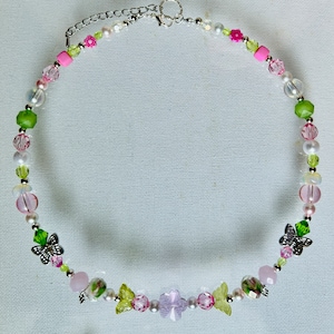 Cottagecore/Fairycore Pink Garden Necklace