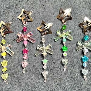 NEW JEANS color-inspired Star Hair Clips / KPop Beaded Silver Hair Clips / K-pop y2k Kawaii Accessorized Hair Clip