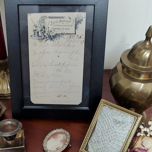 Framed Antique Prescriptions From The  1800s Antique Medical Oddities And Curiosities For Oddity Decor Antique Collections