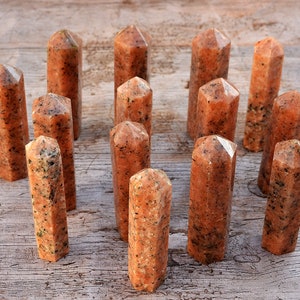 Orange Calcite Crystal Point (95mm),  Natural Calcite Tower, Point Generator, Wholesale Lot 5 Pcs