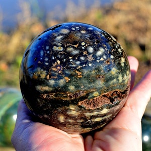 Ocean Jasper Ball (65mm - 100mm), Sea Jasper Crystal Sphere, Large Mineral Specimen, Crystal Gift for Home