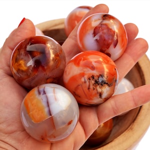 Carnelian Sphere Stone (4-6 Pcs), Chakra Crystal Balls (45mm - 65mm), Wholesale Stones Lot