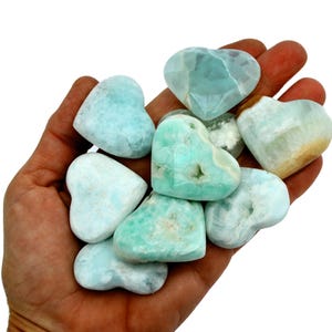 Corazón de calcita caribeña (35 mm - 40 mm), cristales de calcita azul verdosa, calcita oceánica
