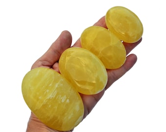 Zitronen Calcit Handschmeichler - Gelber Kristall Mineral, Herkunft Pakistan
