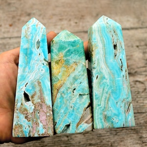 Blue Aragonite Obelisk Crystal (200g - 600g), Large Blue Green Aragonite Point, Tower Stone, Wholesale Available