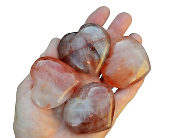 Cristal de corazón de cuarzo de fuego (40 mm - 55 mm) – Cuarzo hematoide, piedras del chakra raíz