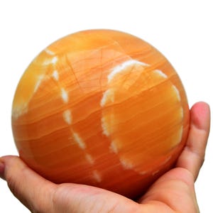 Orange Calcite Sphere (65mm - 100mm), XL Orange Calcite Crystal Ball, Natural Large Specimens