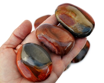 Polychrome Jasper Palm Stone (11-12 Pcs), Desert Jasper Crystals (40mm - 70mm), Wholesale Gemstones