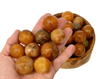 Golden Healer Quartz Spheres - Gelbe Hämatit-Kristalle, 1 Kg Lot
