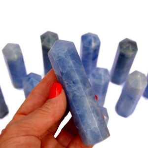 Blue Calcite Tower (90mm), Blue Calcite Point, Crystal Generator for Meditation and Chakra Energy