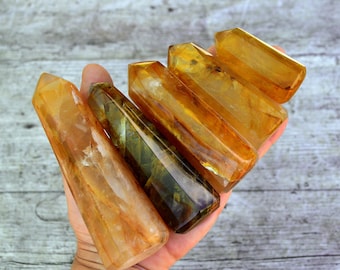 Golden Healer Quartz Tower (30g - 250g), Yellow Hematoid Point, Solar Plexus Chakra Stone