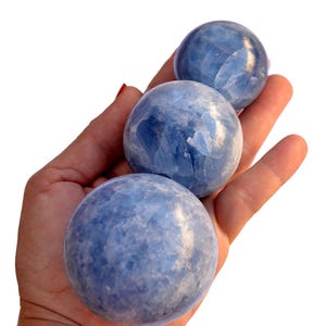 Blue Calcite Crystal Sphere (45mm - 60mm), Natural Calcite Ball Medium Size, Gift for Home, Third Eye Chakra,  Metaphysical crystals