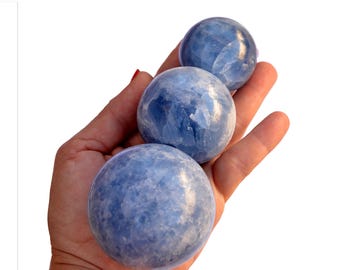 Blue Calcite Crystal Sphere (45mm-60mm) – Natural Madagascar Stone
