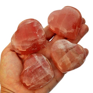 Cristallo a forma di cuore in calcite rosa (45 mm - 70 mm), minerale a forma di cuore in calcite rosa, regalo di cristallo