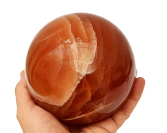 Honey Calcite Sphere Crystal – Banded Mineral Ball (60mm-100mm)