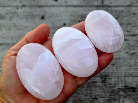 Pink Mangano Calcite Palm Stone (55mm - 90mm) – Heart Chakra Crystal