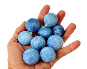 Blue Calcite Sphere (14-15 Pcs), Blue Calcite Ball (25mm - 40mm), Wholesale Crystals