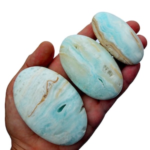 Caribbean Calcite Palm Stone (45mm - 90mm), Blue Caribbean Crystals, Aqua Blue Calcite
