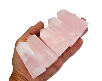 Obelisco de calcita manganesa rosa – Punta de cristal natural, Pakistán