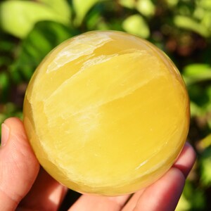 Lemon Calcit Kugel (65 mm - 100 mm), XL gelbe Calcitkugel, natürliche Mineralproben