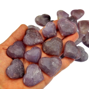 10 Pcs Lot Lepidolite Heart (25mm - 35mm)