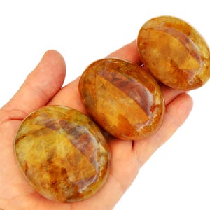 Yellow Hematoid Palm Stone (55mm - 65mm), Golden Healer Quartz, Polished Gemstones, Chakra Crystals
