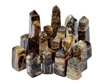 Lot of Chocolate Calcite Tower (5-10 Pcs), Brown Calcite Obelisk, Faceted Crystal Points