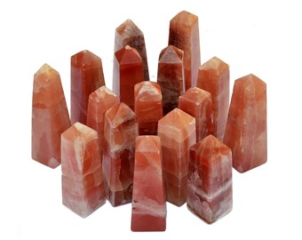 Lot d'obélisques en calcite rose (4-8 pcs), tour en calcite rose 1 kg