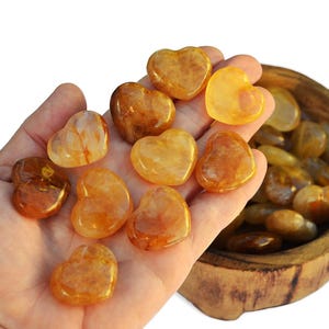 Yellow Hematoid Quartz Heart (35mm) - Golden Healer Quartz - Mini Crystal Heart
