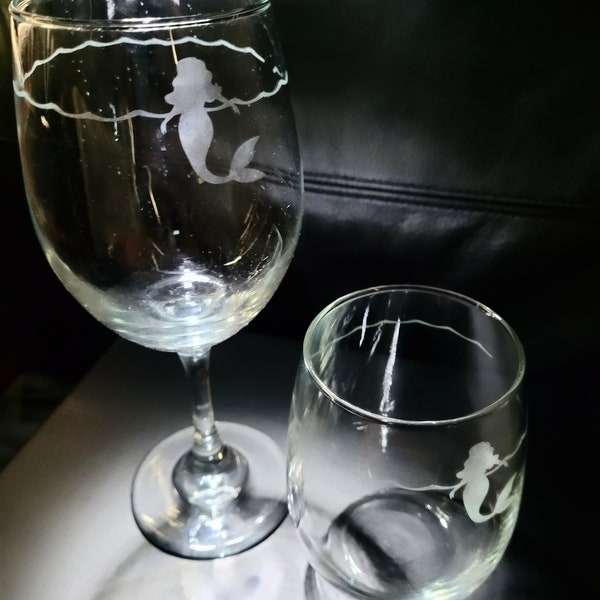 Mermaid Wine Glass Etsy