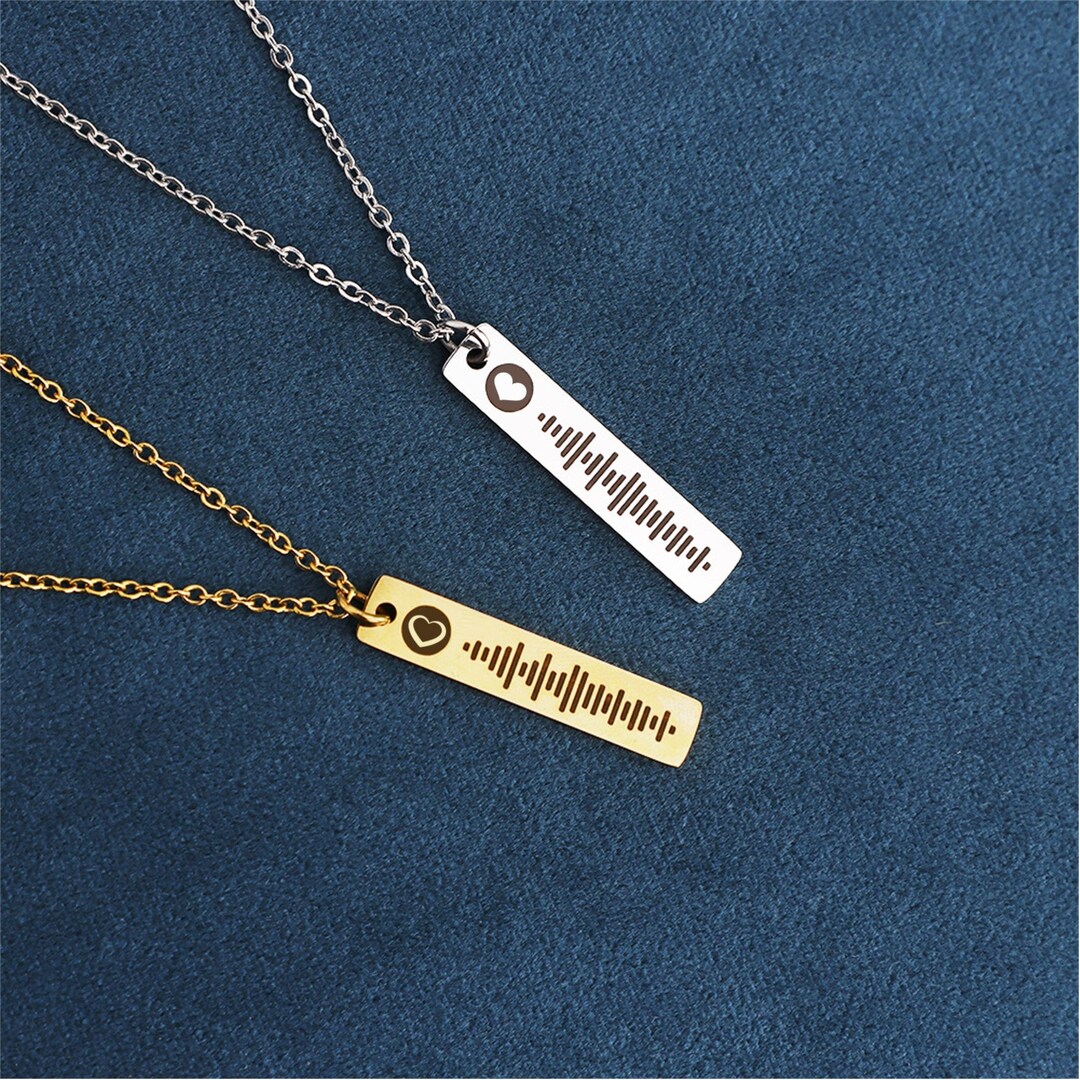 Customizable Sterling Silver Strip Necklace With Scannable Music Code ...