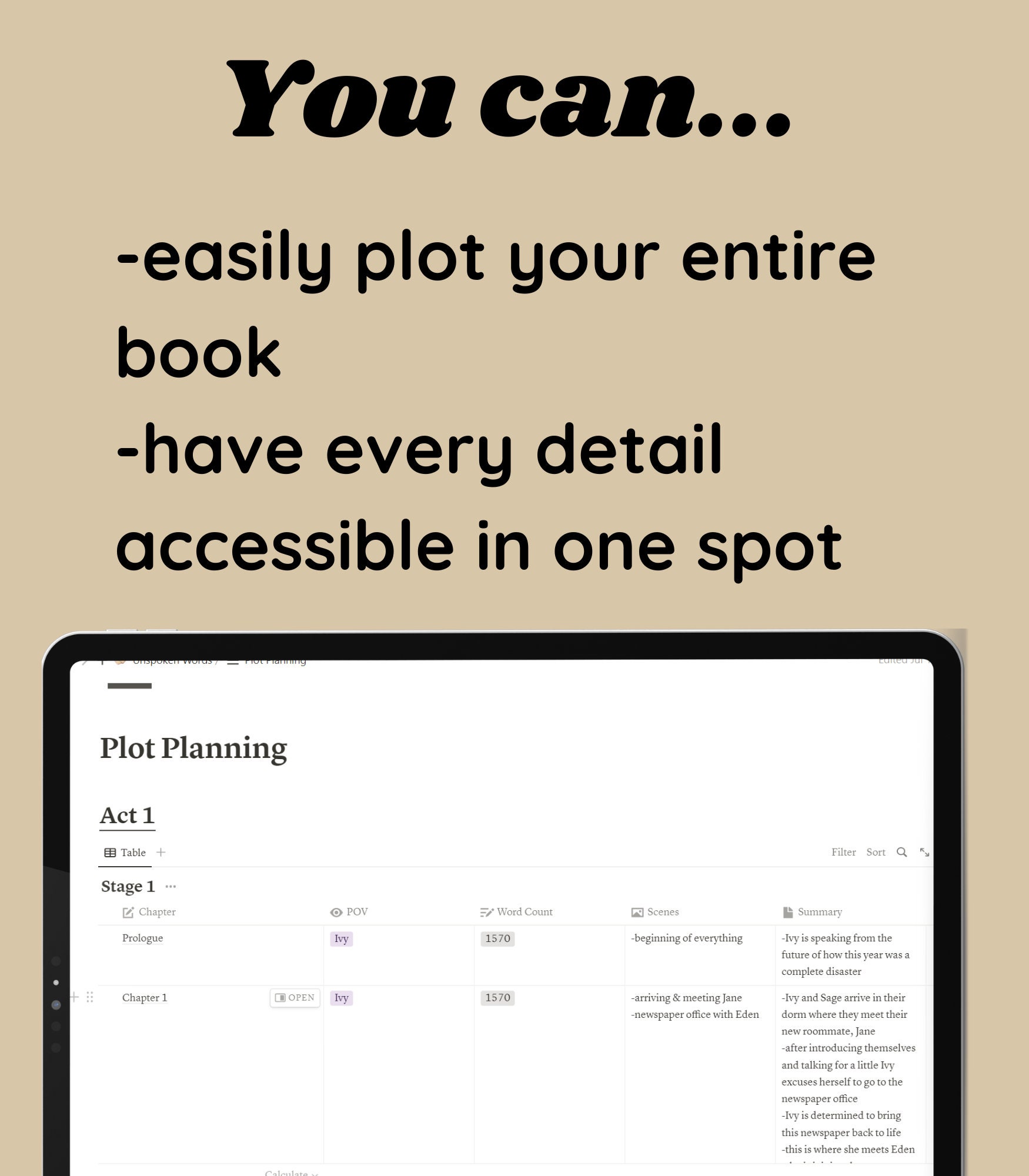 Notion Template for Writers Writing a Novel Template Etsy