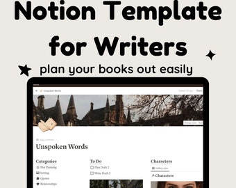 Notion Template for Writers || Writing a Novel Template || Story Organizer || Notion Template || NaNoWriMo
