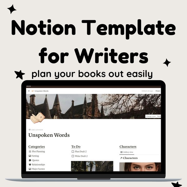 Notion Template for Writers || Writing a Novel Template || Story Organizer || Notion Template || NaNoWriMo