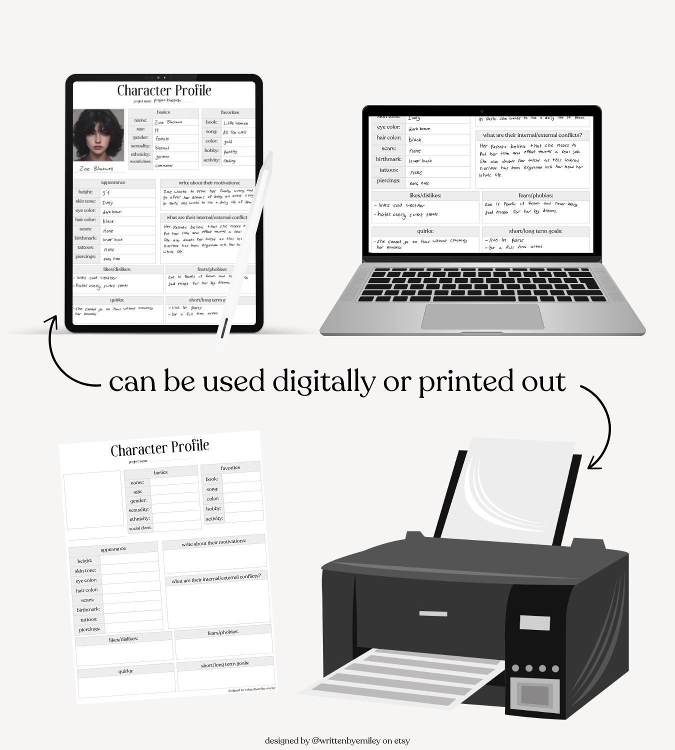 Character Profile Template for Writers || Nanowrimo 2025 [digital ...