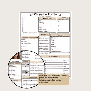 Character Profile Digital or Printable Original Character Profile for Writers, For Stories or Novels, Writer PDF, GoodNotes PDF image 2