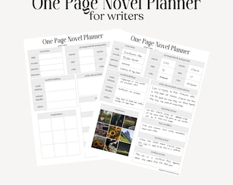 One Page Novel Planner Template || Book Outline Template || NaNoWriMo 2025 [Digital Download]